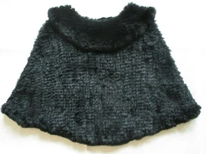 Valerie Stevens Poncho Kaninchenfell Cape Schal Schwarz Damen Pullover XS S Petite - Bild 1 von 13