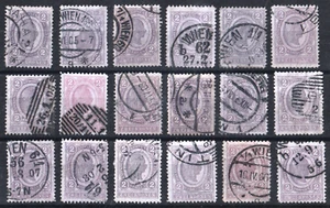 ÖSTERREICH Nr. 82C, 2 Kronen, Lot mit 18 Stück, verschiedene Farben + Stempel - Bild 1 von 1