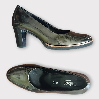 Zapatos de salón Gabor para mujer Reino Unido 6,5 EE. UU. 9 lengüetas charol minimalista corporativo  Foto 1 de 4