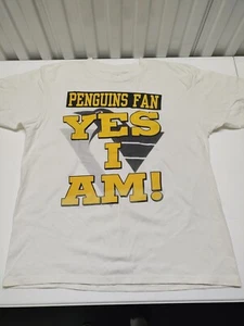 Vintage Pittsburgh Penguins T Shirt 100% Cotton Made In Usa Single StitchAdult L - Picture 1 of 17