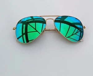 Ray-Ban Aviator Sunglasses RB3025 112/19 Stunning Green Mirror Gold Frame NEW - Picture 1 of 14