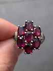 Silver amethyst & diamond large cluster ring, 925 heavy