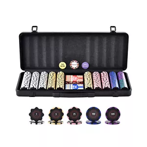 VEVOR 500 Stk. Pokerchips Pokerset Pokerkoffer Clay Kasino-Chips Texas Hold'em - Bild 1 von 12