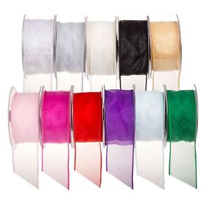 Wired Edge Organza Ribbon Reels Rolls Double Sided Face 20 Metre 32-70mm Craft