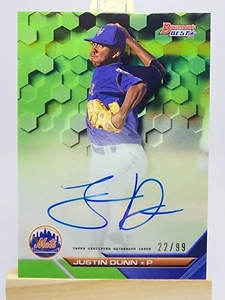 Justin Dunn 2016 Bowman's Best of 2016 Autograph Green B16-JDU /99 Auto NY Mets - Picture 1 of 3