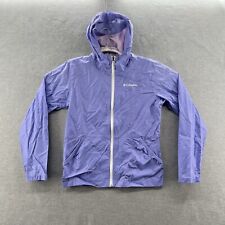 columbia girls size L (14/16) purple hooded windbreker rain jacket packable