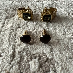 Vintage Gold Swank Cuff Links Men’s Fashion Fancy Red Green Belt Jewelry Suit - Picture 1 of 9