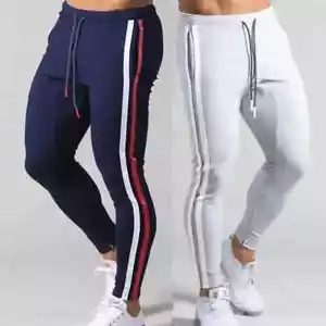 Men Skinny Gym Workout Joggers Pants Slim Fit Sweatpants Sports Trousers Bottoms - Picture 1 of 28