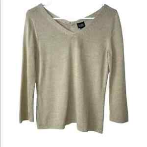 Eileen Fisher Gold Shimmer Knit Sweater Small