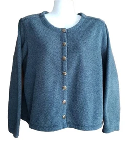 L.L. Bean melierte blaue Fleece Langarm Strickjacke Pullover Größe M - Bild 1 von 11