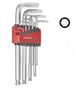 Force 5102LB / 5102XLB 10pc Ball Point Hex Allen Key Wrench 1.27-10mm Metric Set - Bild 1 von 8