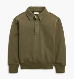 NWT J.Crew Crewcuts $59.50 Boys' rugby polo sweatshirt, LODEN GREEN, Sz XXL (16) - Picture 1 of 2