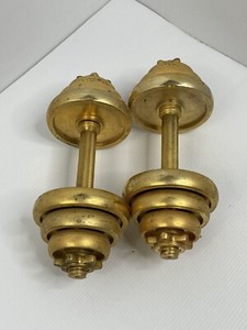 Vintage IVANKO Limited Edition Gold Plated Dumbbells Weight Set *RARE