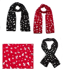 Bufanda de Navidad Estampado en Lámina Abeto, Reno Copo de Nieve Ligero Mantón Suave - Imagen 1 de 13