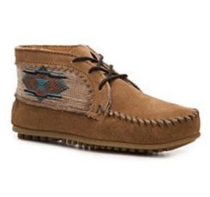 NEW MINNETONKA El Paso Suede Lace Up Taupe Ankle Moccasin Women's Size 8.5 NIB - Picture 1 of 9