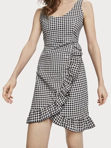 Scotch & Soda Black & White Checked Ruffled Tank Dress Size Medium  EUC - Picture 1 of 6