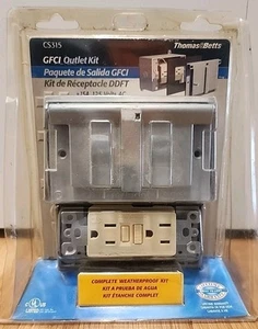 Thomas & Betts CS315 GFCI Weatherproof Electrical Outlet Kit Silver Almond NEW - Picture 1 of 4