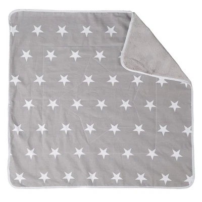 roba Babydecke Little Stars 80x80cm Kuscheldecke Sterne Baumwolle Plüsch Grau - Bild 1 von 4