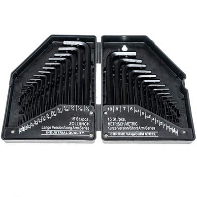 Innensechskant Schlüssel 30-tlg Zoll Werkzeug Satz Sechskant für Inbus Schrauben - Bild 1 von 4