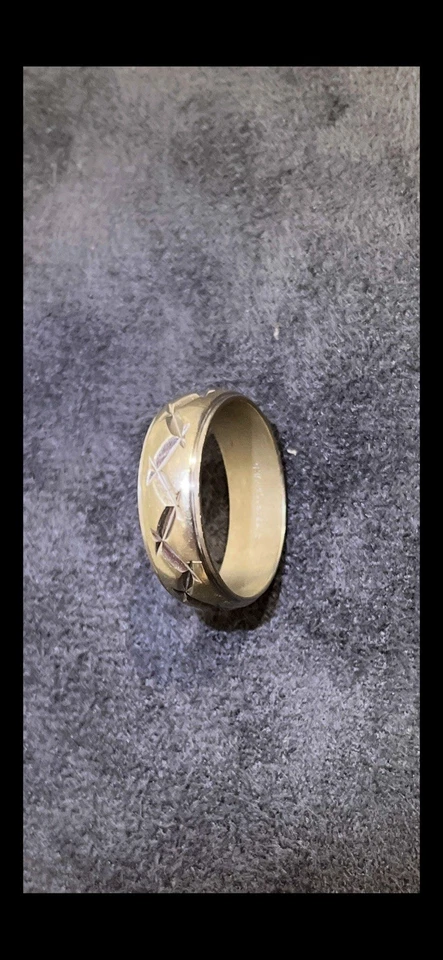 Anillo de boda vintage Estate para hombre de oro blanco de 14 k grabado talla 11 joyería Foto 1 de 2