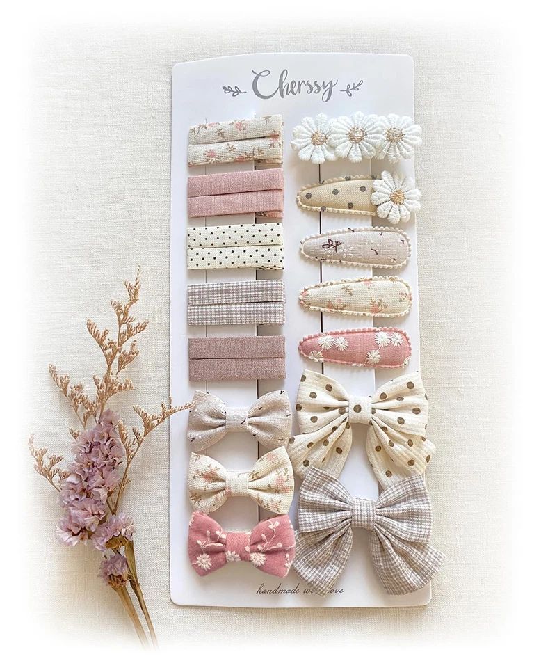 Floral Hair Bow Clips for Baby Girls, 20 Pack Flower Fully Lined Alligator Clips - Image 1 of 4