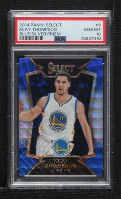 2014 Panini Select Concourse Blue & Silver Prizm Klay Thompson #9 PSA 10 GEM MT - Image 1 of 2