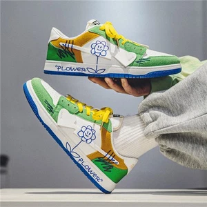 Casual Floral Cartoon Flower Custom Edit Sneaker Mid Top Tennis Shoes - Picture 1 of 5
