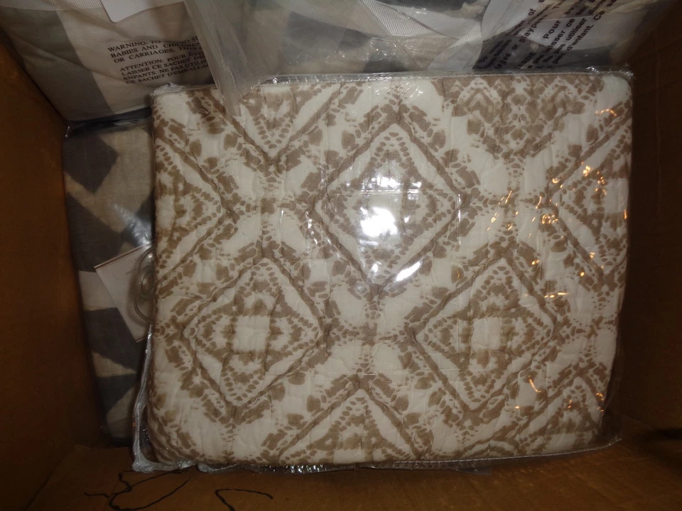 Pottery Barn Paulina Paisley diamond  Euro quilted sham taupe  New - Image 1 of 1