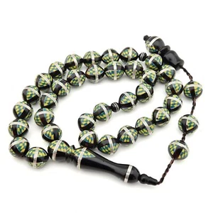Hochwertiger 925 Sterling Rein Silber Intarsien Kukabaum 33 Perlen Tasbih 504009 - Bild 1 von 9