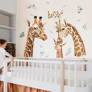 Giraffe Family Wall Decals Safari Animal Wall Stickers Nursery Kids Room Wall De - Picture 1 of 6