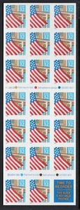 SCOTT#2920a 32c FLAG. PANE OF 20, PLT.#V56663. LARGE DATE. NH. - Picture 1 of 2