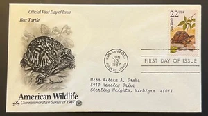AMERICAN WILDLIFE BOX TURTLE JUN 13 1987 TORONTO CA FIRST DAY COVER FDC BX2A2 - Picture 1 of 1