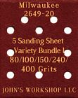 Milwaukee 2649-20 - 80/100/150/240/400 Grits - 5 Sandpaper Variety Bundle I