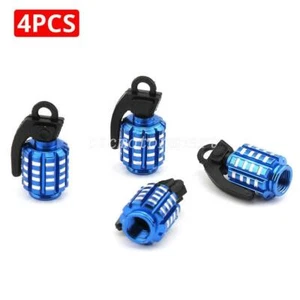 4PCS Blue Grenade Tire/Wheel Air Stem Valve Caps for Harley-Davidson Bike - Picture 1 of 4