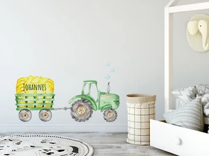 Wandtattoo Kinderzimmer Junge Traktor mit Namen Babyzimmer personalisiert Kinder - Bild 1 von 7