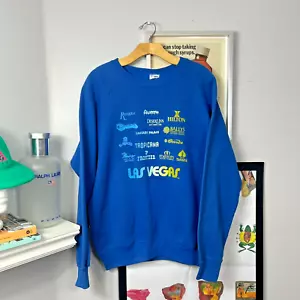 Suéter Cuello Redondo Gráfico Casinos De Colección Años 90 | Talla Mediana Hecho en EE. UU. - Imagen 1 de 7