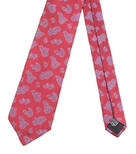 Hugo Boss Made in ITALY Satin Red Woven Paisley 100% Silk Tie - Picture 1 of 5