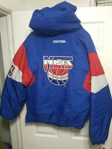 VTG RARE NEW JERSEY NETS STARTER PUFFER JACKET MENS medium - Picture 1 of 4