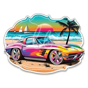 4 Beautiful Colorful Corvette Vinyl Stickers - Picture 1 of 4