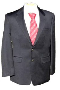 Chaps Silver Logo Buttons Black Wool Blazer Sport Coat Jacket Sz 40R Excellent - Picture 1 of 11