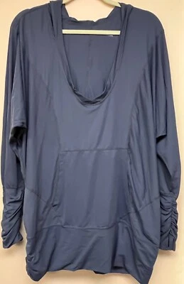 Zella Dusty Blue Hooded Long Sleeve Top with Ruched Detail Woman’s Size 1X - Image 1 of 4