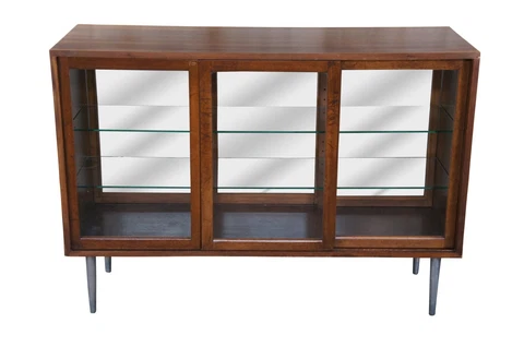 Mid Century Edward Wormley Dunbar Walnut Showcase Curio Display Cabinet Bookcase Cover