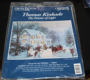 Home for the Holidays Cross Stitch Kit Thomas Kinkade NIP New Christmas - SS! - Picture 1 of 8