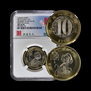 CHINA. 2016, 10 Yuan - NGC MS69 - Top Pop 🥇 Lunar Monkey 🐒 洪福齐天 Luck 132 - Picture 1 of 5