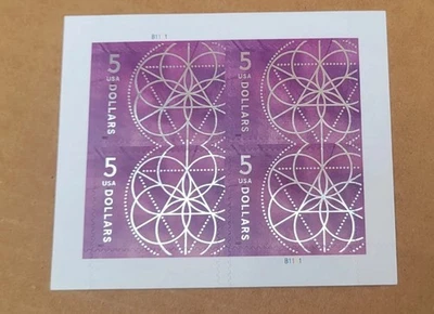 Lot of 25 Block of 4 $5 ea US Scott #5701 Plate Block B1111 2022 Floral Geometry - Image 1 of 2