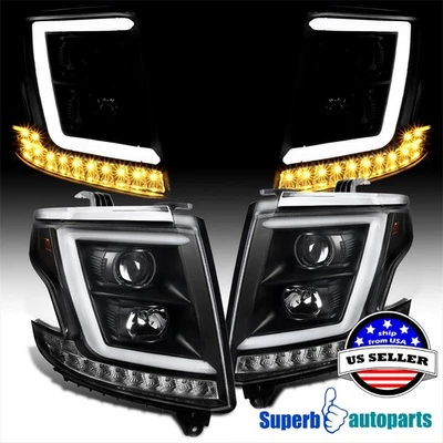 Fit 2015-2020 Chevy Tahoe Suburban Pickup Black Projector Headlights Signal Lamp - Image 1 of 4