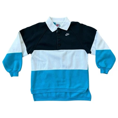 Nike Kids Rugby Sweatshirt Boys 10/12 Colorblock Polo Vintage 90s Style - Image 1 of 4
