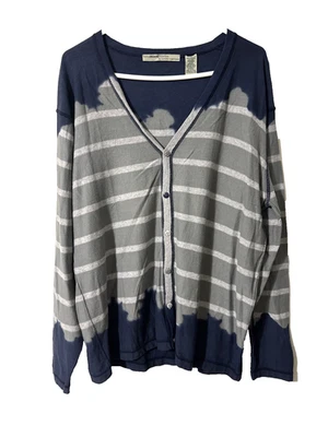 Suéter Otoño Cachemira Algodón Orgánico Abotonado Azul Gris Talla XL Foto 1 de 4