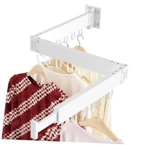 Clothes Drying Rack Wall Mounted, Laundry Drying Rack Collapsible, Space White - Picture 1 of 7