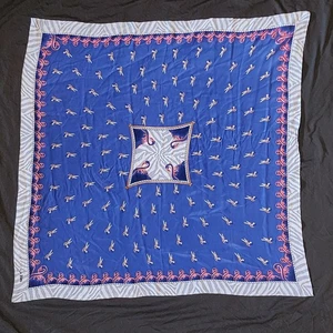 Sciarpa 100% seta antalope fenicottero blu rosa zoo di San Luigi circa 35" quadrato - Foto 1 di 9
